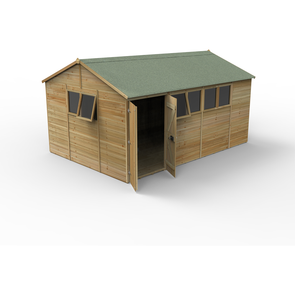 Forest Garden Timberdale 15 x 10ft 2 Opening Tongue and Groove Reverse Apex Garden Shed Image 3