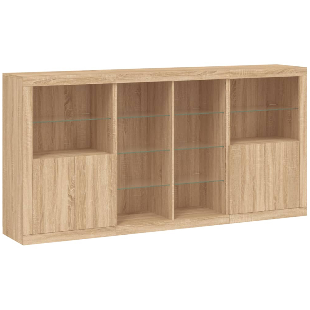 vidaXL 4 Door 12 Shelf Sonoma Oak Sideboard with LED Lights Image 3
