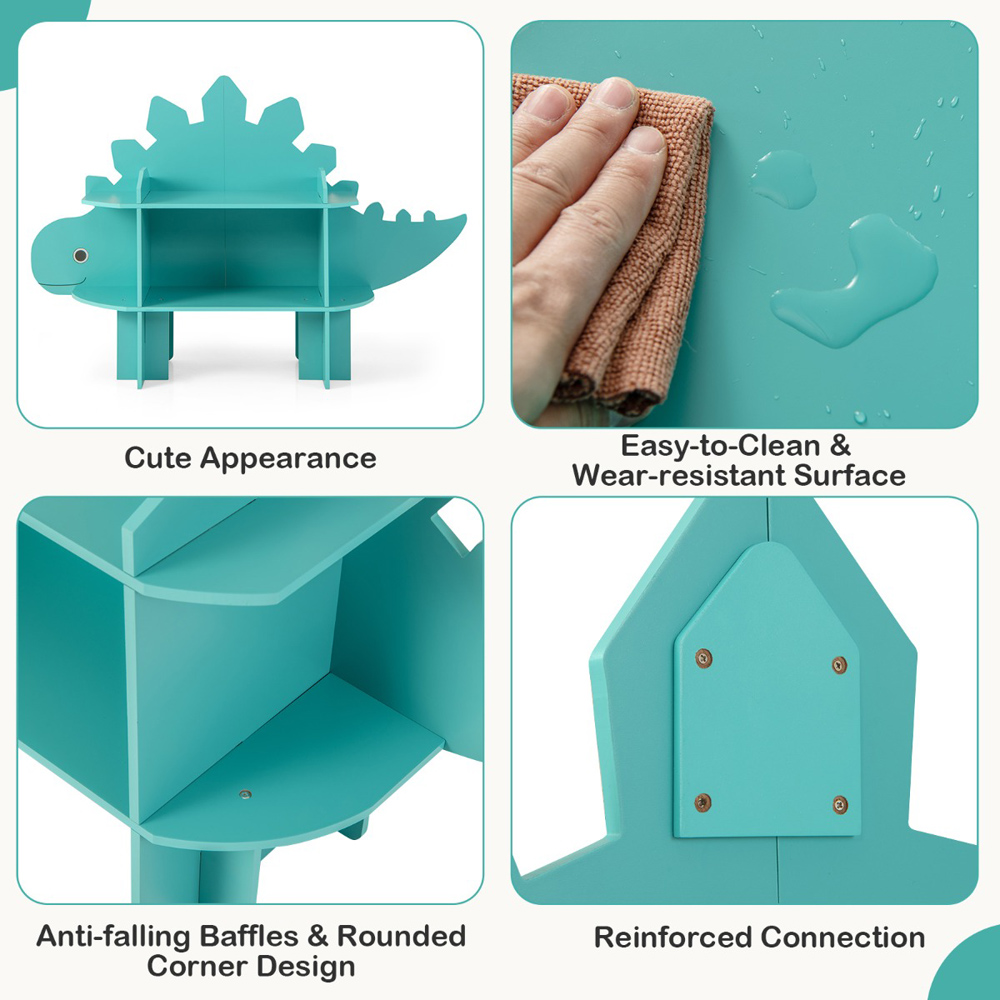 Costway Green Kids Toy Bookshelf Image 7