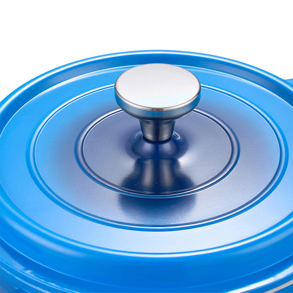 Living and Home 4.75L Blue Non-Stick Cast Aluminium Enamelled Cooking Pot with Lid Image 5