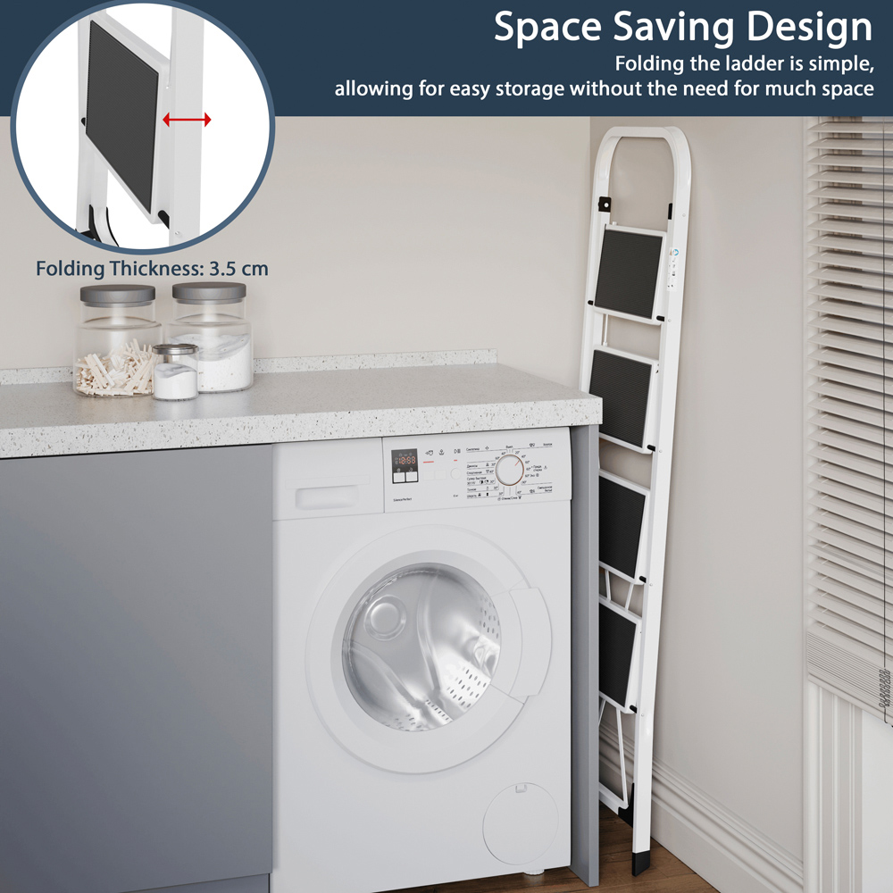 HOME VIDA White 4 Step Ladder Image 5