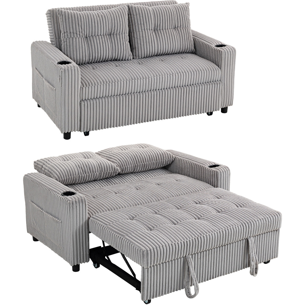 Portland 2 Seater Light Grey Pull Out Sofa Bed  Image 2