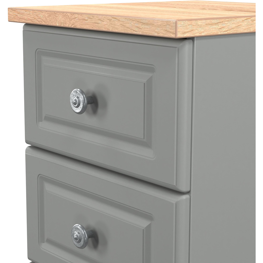 Crowndale Norfolk 3 Drawer Dusk Grey and Bardolino Oak Bedside Cabinet Ready Assembled Image 5