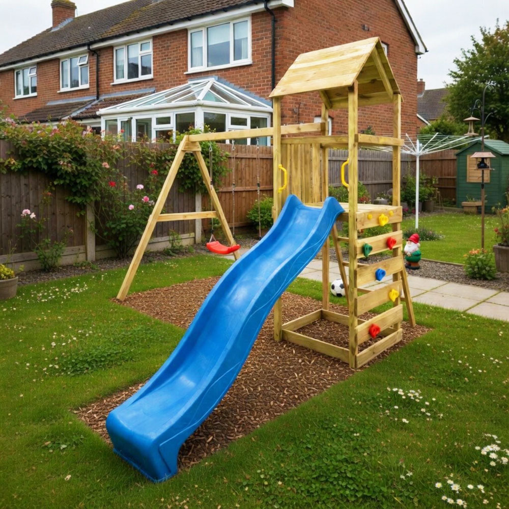 Shire Max Play Wooden Double Swing and Slide Set Image 4