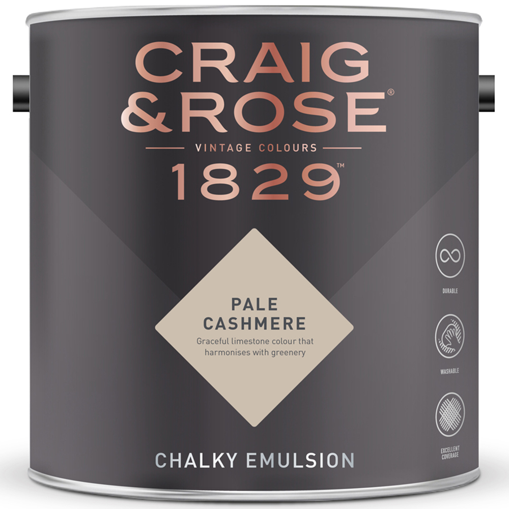 Craig & Rose Walls and Ceilings Pale Cashmere Chalky Emulsion Paint 5L Image 2