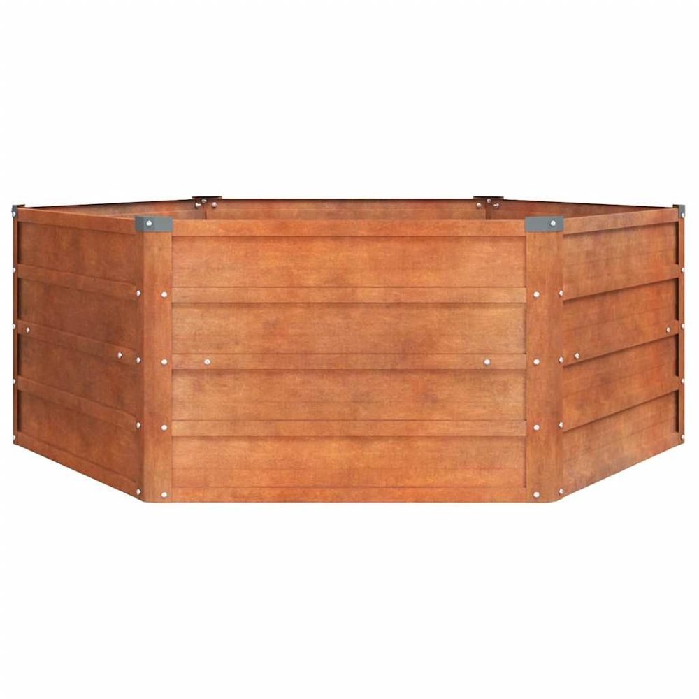 vidaXL Brown Corten Steel Hexagon Raised Garden Bed 129 x 129 x 45cm Image 2