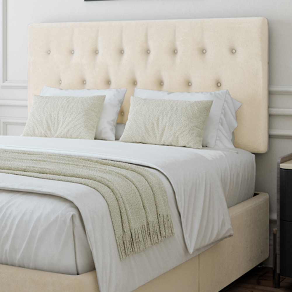 Bedmaster King Size Cream Naples Linen Divan Base with Lona Headboard Image 2