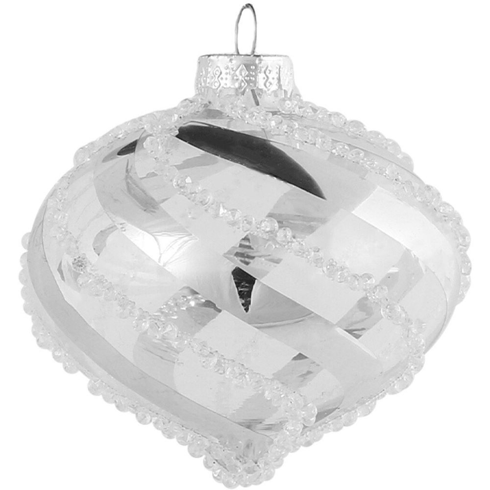 Clear Silver Swirl Embellished Bauble - Silver Image 2