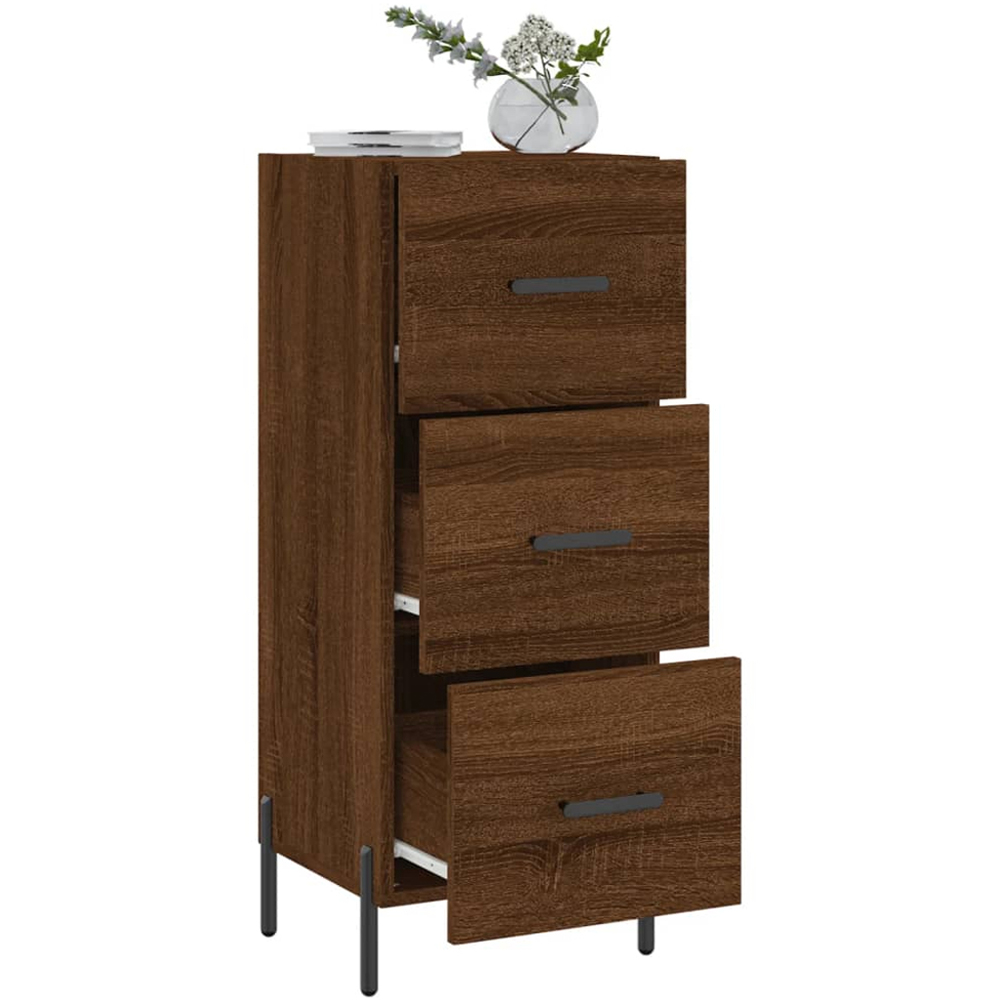 vidaXL 3 Drawer Brown Oak Sideboard Image 4