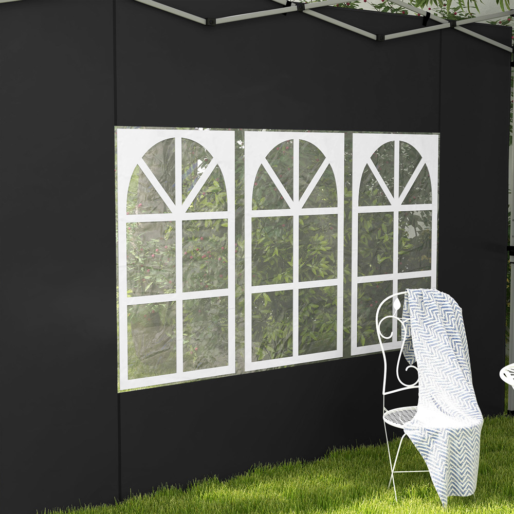 Outsunny Black Replacement Gazebo Side Panel with Window 2 Pack Image 3
