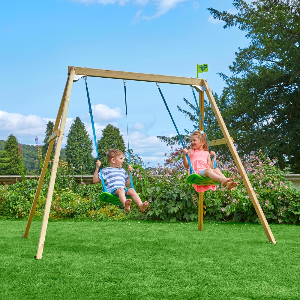 TP Forest Kids Wooden Double Swing Set Image 7