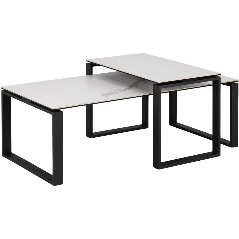 Florence Katrine White Ceramic Akranes Top Coffee Table Set of 2 Image 2