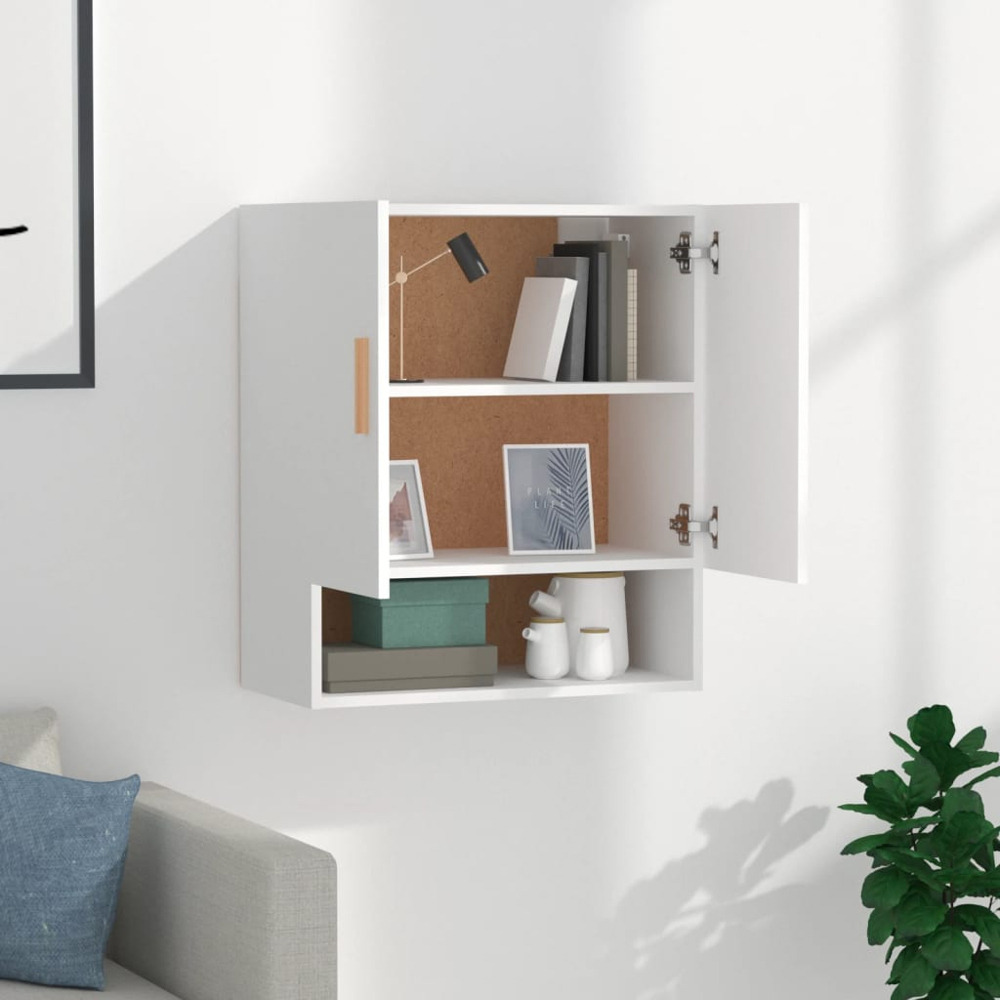 vidaXL 2 Door Single Open Shelf White Wall Cabinet Image 6
