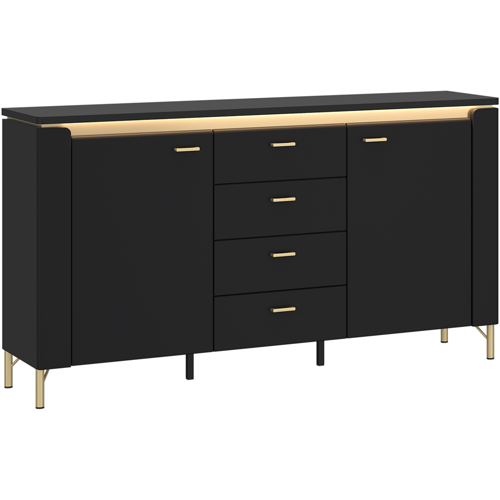 Furniture To Go Genoa 2 Door 4 Drawer Black Sideboard Image 2