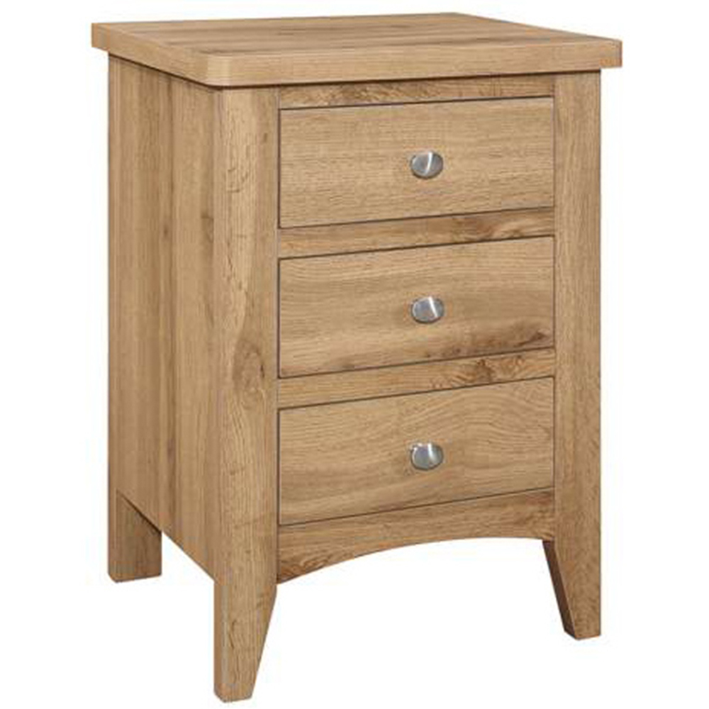 Hampstead 3 Drawer Wooden Bedside Table Image 2