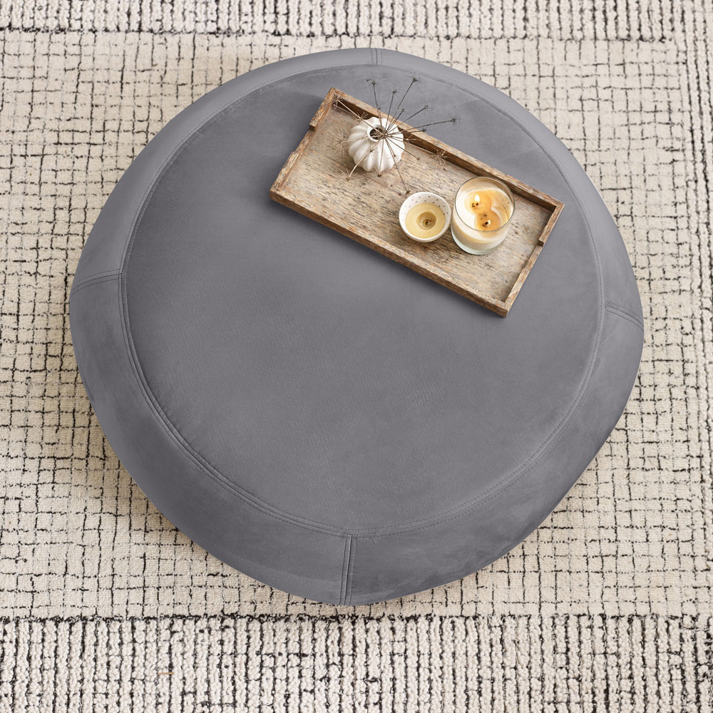 Furniturebox Otto Grey Velvet Footstool Image 7