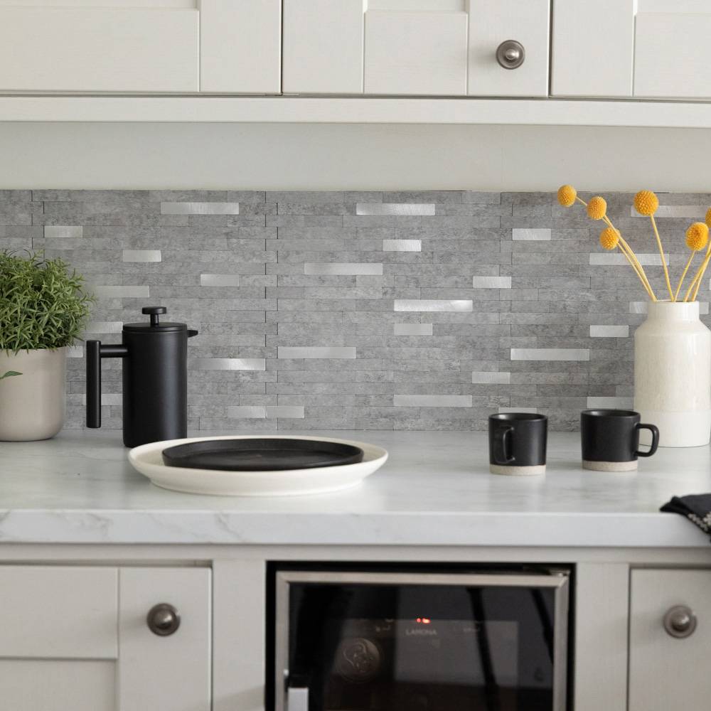 d-c-fix Metal and Stone Self Adhesive Premium Wall Tile 292 x 297mm 5 Pack Image 1