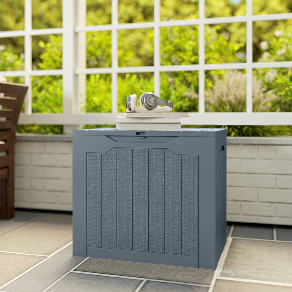Outsunny 93L Grey Plastic Garden Storage Box Image 3