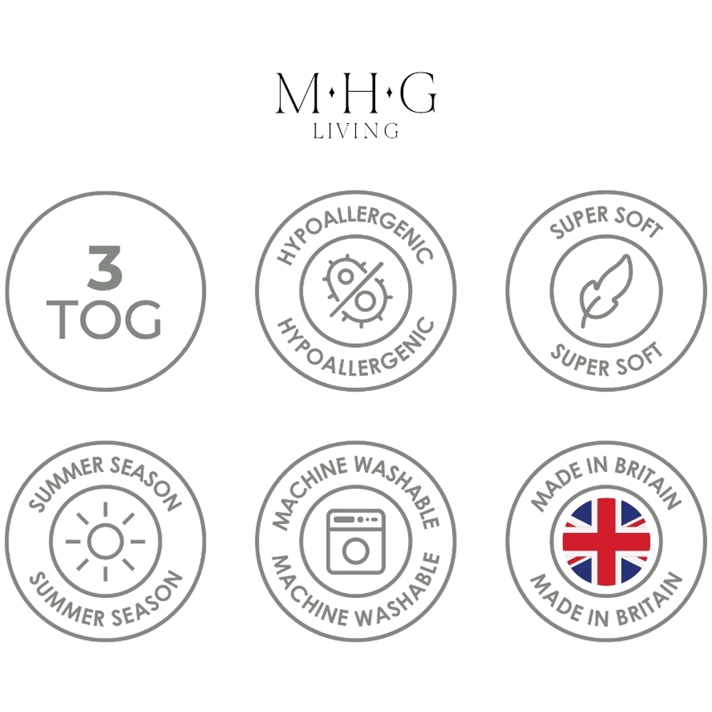 MHG Living Single White Lightweight Summer Hollowfibre Duvet and Pillow Set 3 Tog Image 8