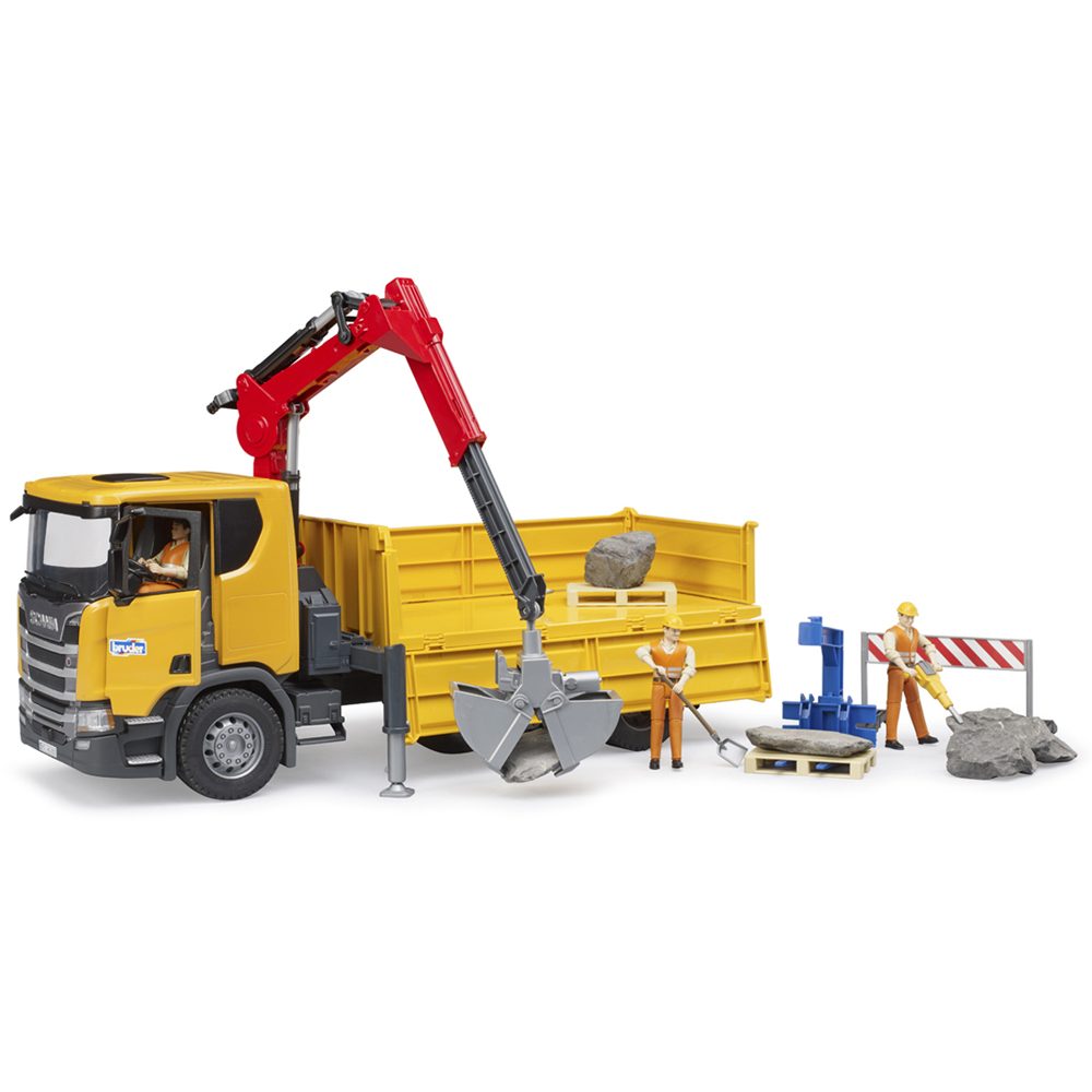 Bruder Kids Scania Super 560R Construction Truck with Crane and 2 Pallet Playset Model Image 4