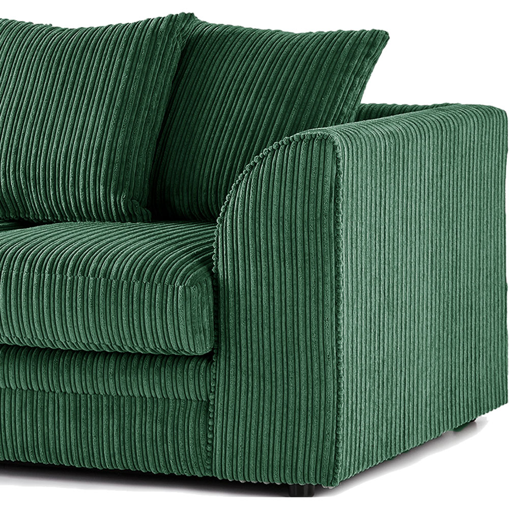 Luxor 3 Seater Green Jumbo Cord Scatter Back Sofa Image 4