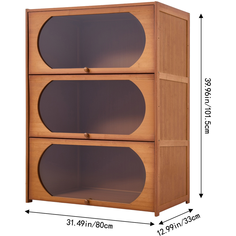 Living and Home 3 Acrylic Door Brown Bamboo Bookcase Image 9