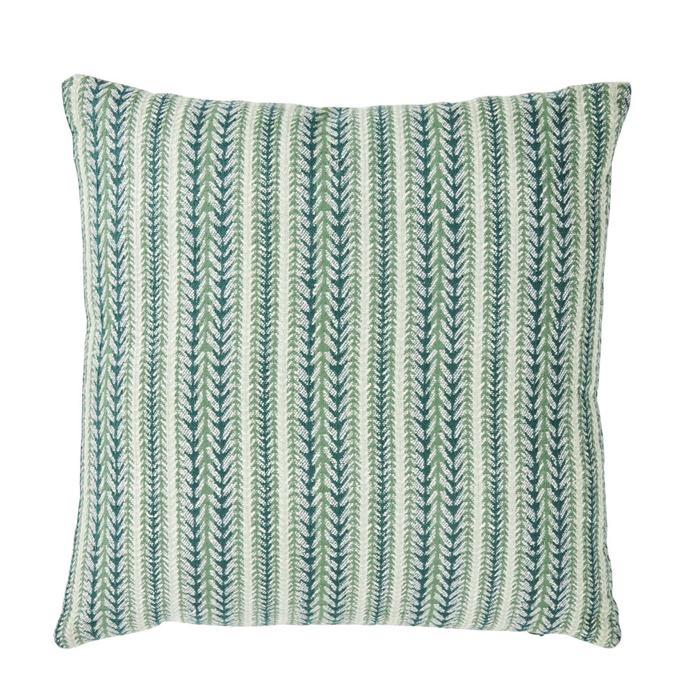 Wilko Woven Stripe Cushion Green 43 x 43cm Image 1