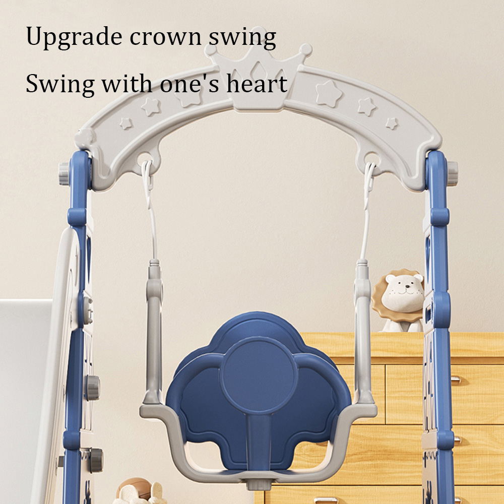Living and Home Blue 3 in 1 Toddler Plastic Climber Slide and Swing Playset Image 3