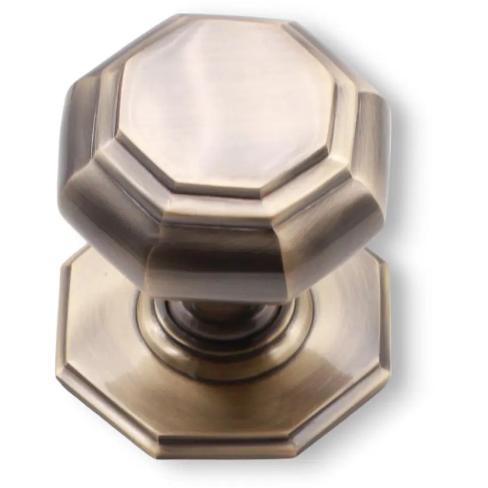 Spira Brass Antique Brass Octagonal Centre Door Knob Image 3