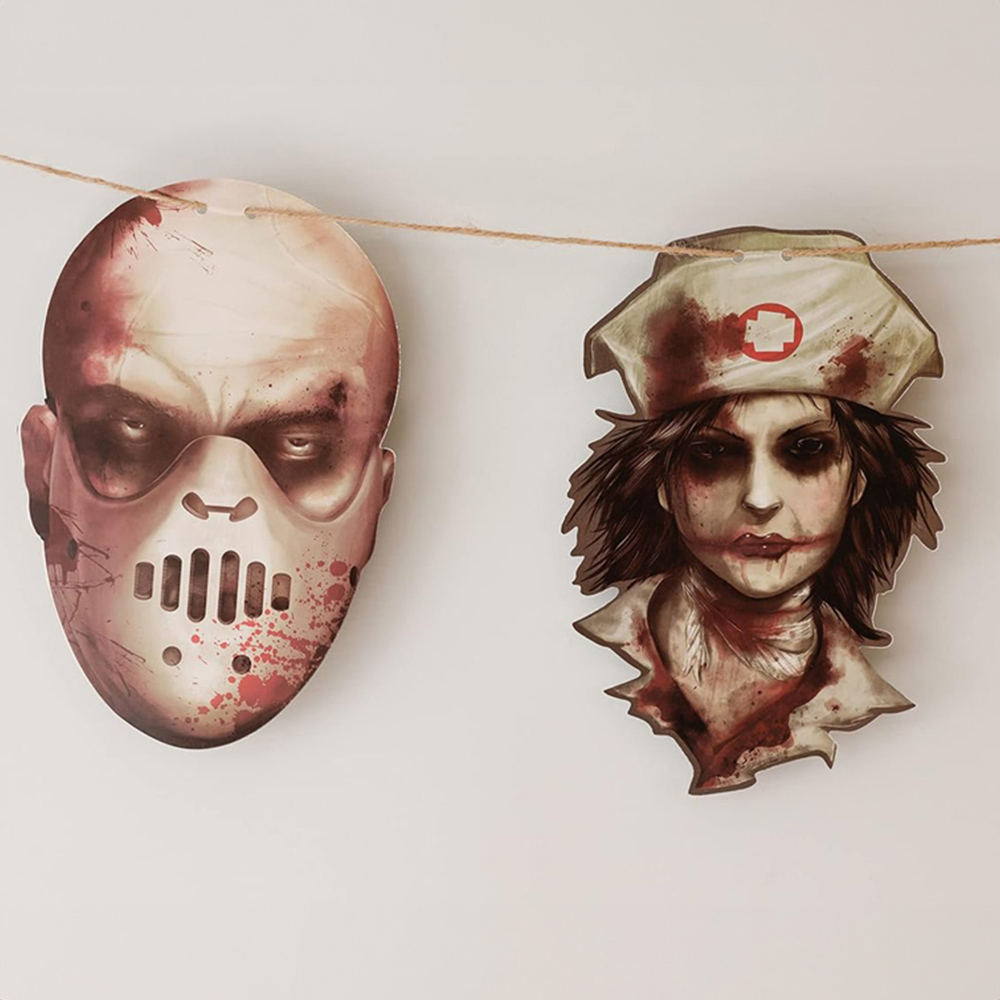 Shatchi Halloween Chopped Bloody Faces Garland Scary Horror Cut-Outs Bunting Banner 240cm Image 4