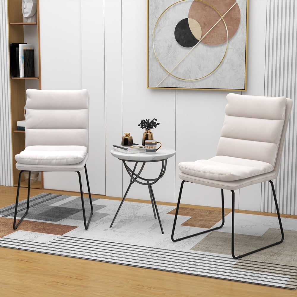 Costway White Upholstered Accent Chair Image 3