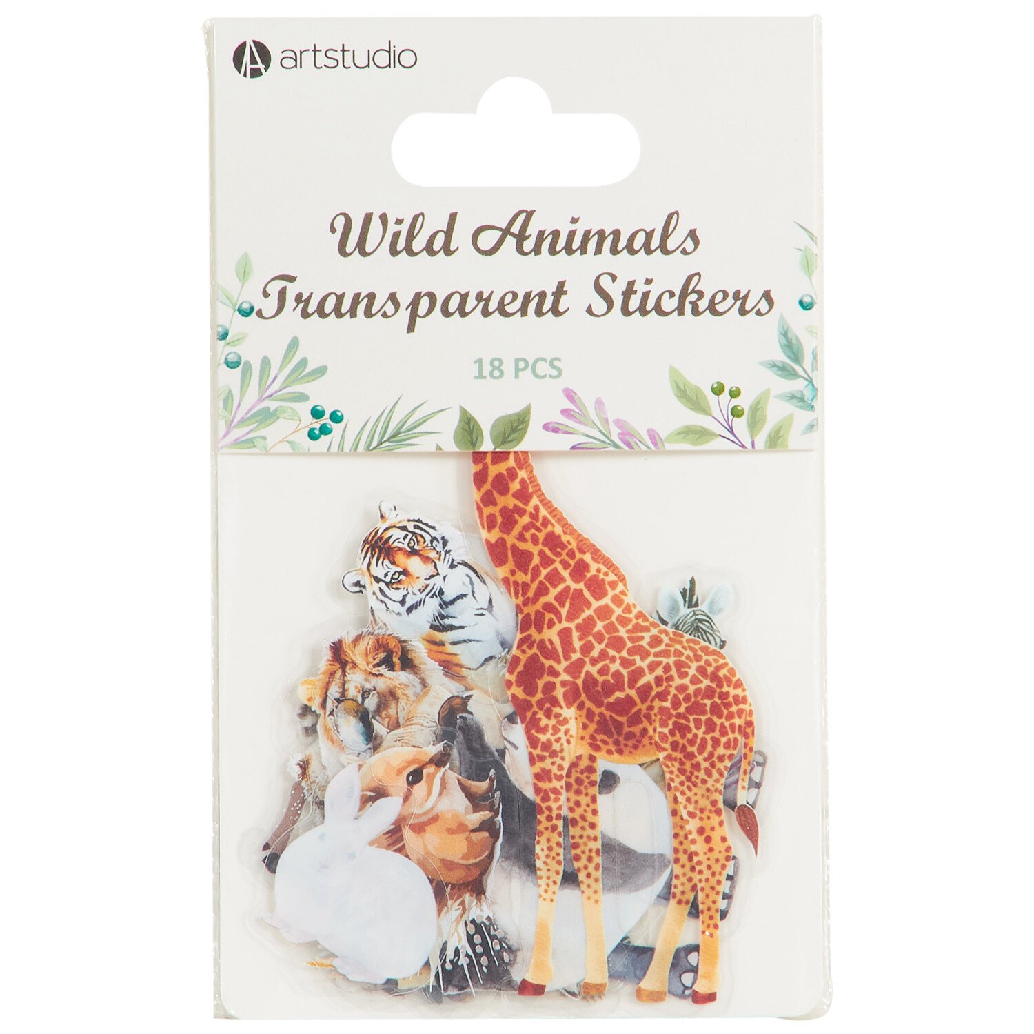 Pack of 18 Transparent Stickers - Multicolour / Wild Animals Image 1