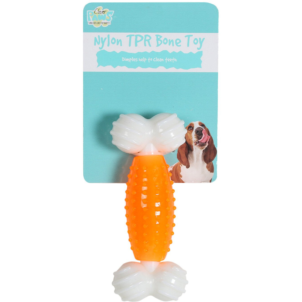 Single Clever Paws Nylon TPR Bone Dog Toy in Assorted styles Image 4