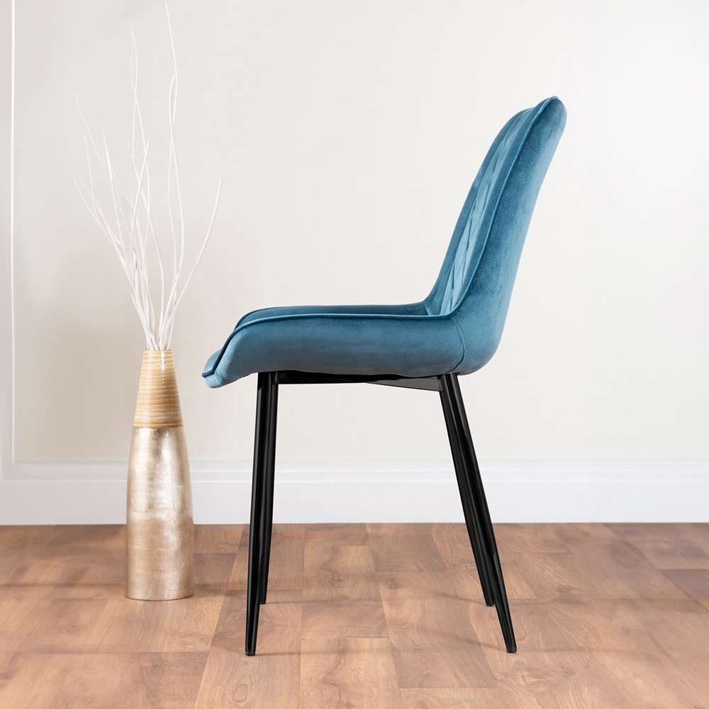 Furniturebox Solo Cesano 4 Seater Dining Set Brown Blue and Black Image 4