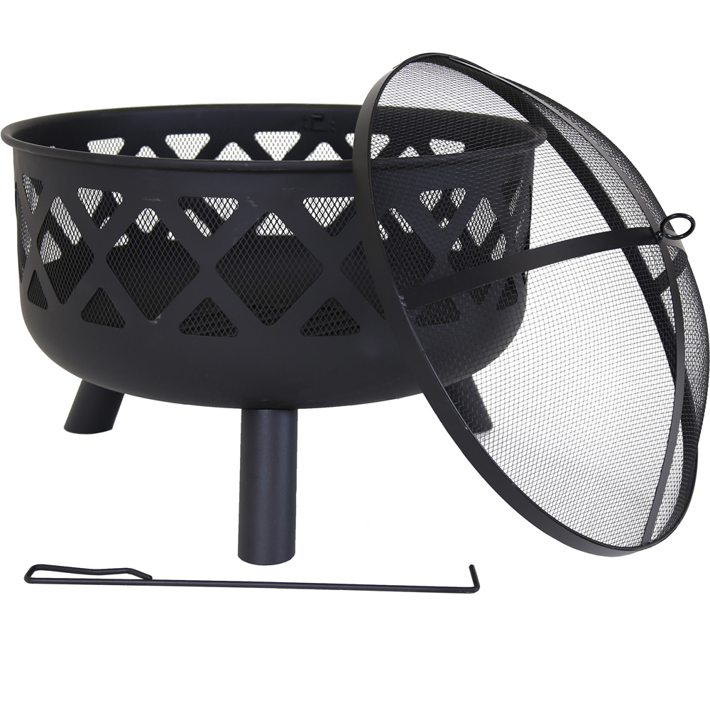Charles Bentley Round Steel Bowl Fire Pit Black Image 3