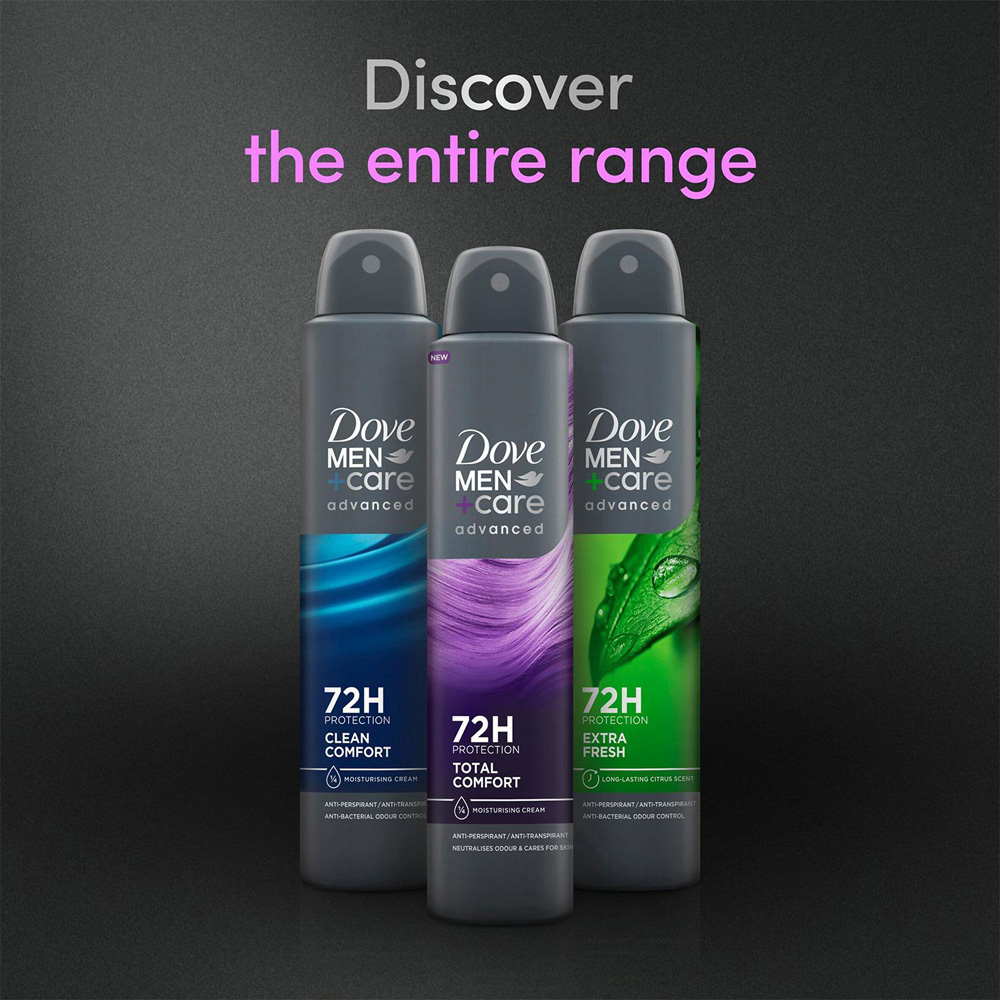 Dove Men+Care Total Comfort 72H Odour Protection Antiperspirant Spray 200ml 6 Pack Image 6