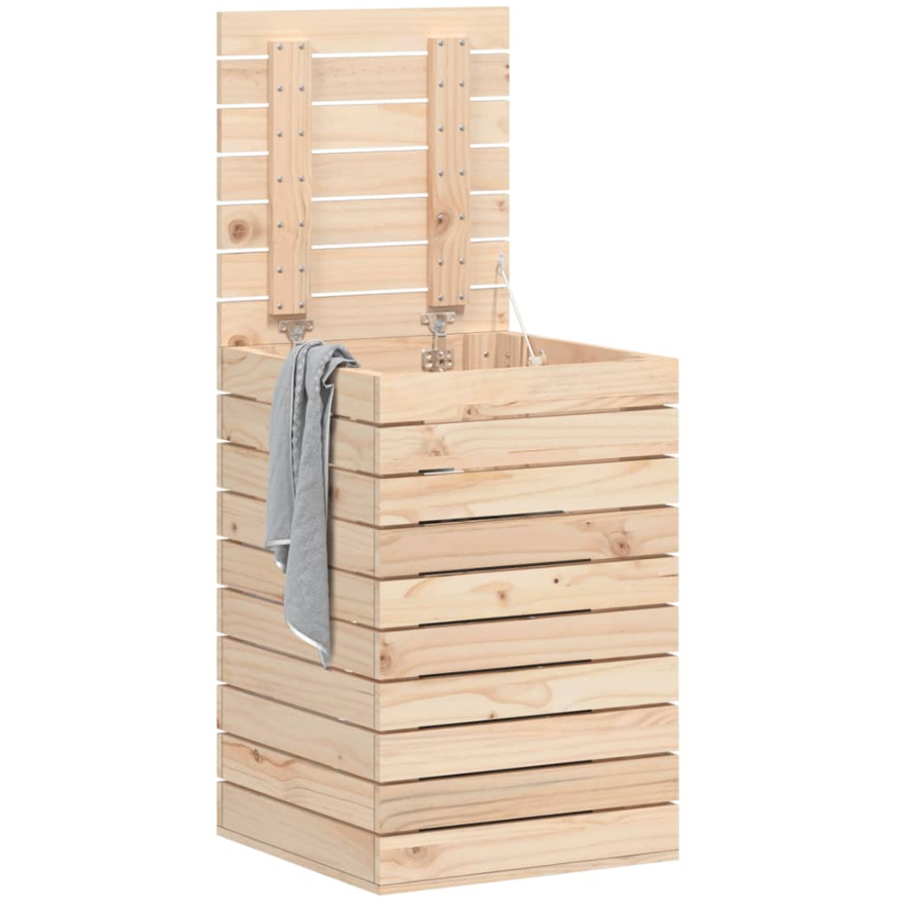 vidaXL Solid Pine Wood Laundry Basket 44 x 44 x 66cm Image 2