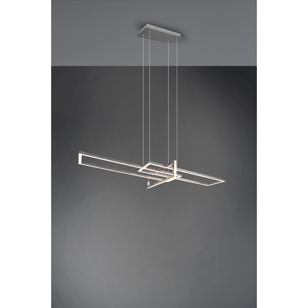 TRIO Salinas Matt Nickel Rectangular LED Pendant Light Image 2