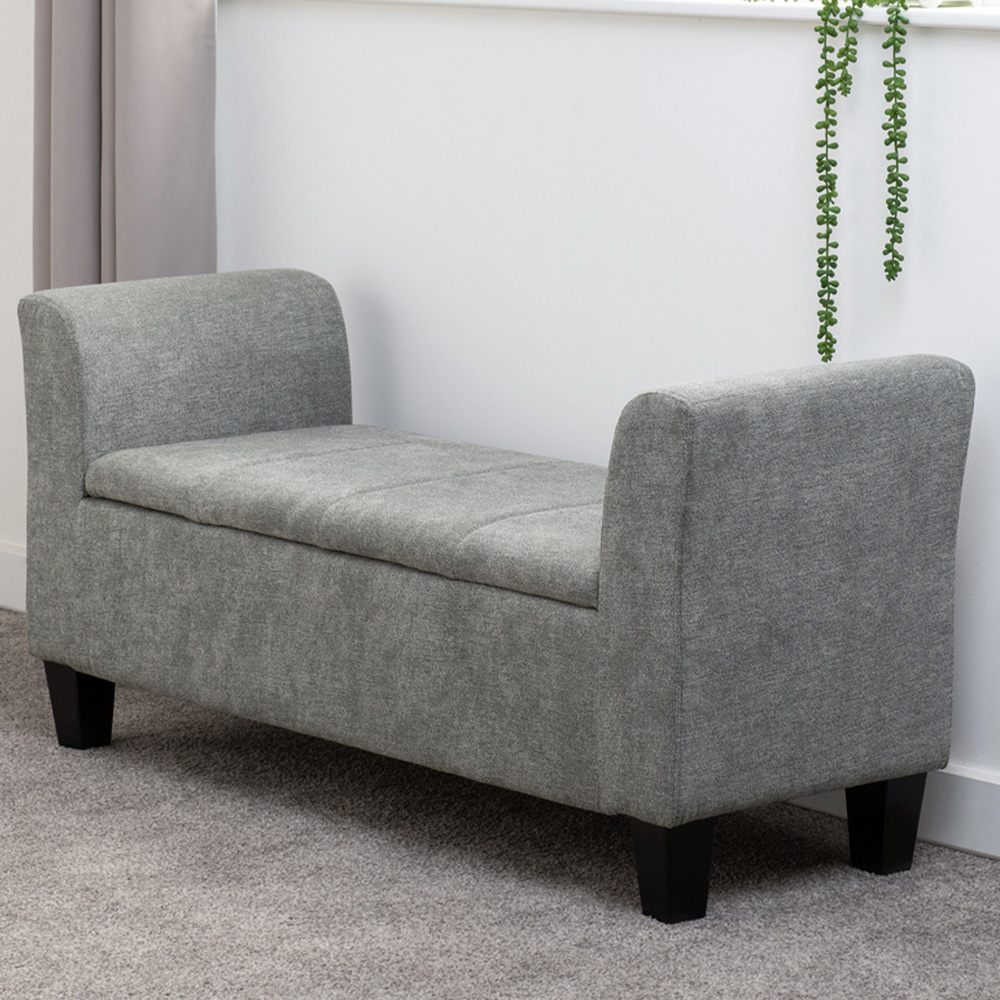 Seconique Amelia 2 Seater Dark Grey Velvet Ottoman Bench Image 1