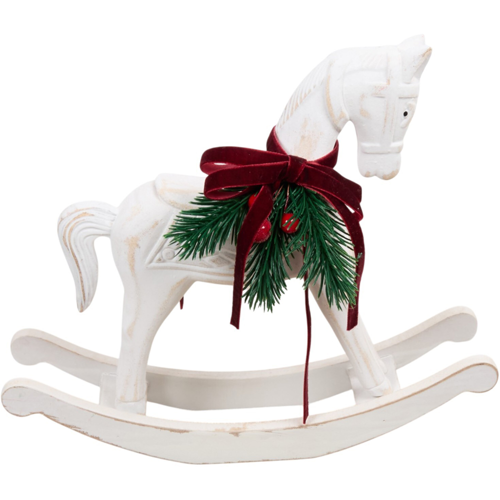 Wooden Decorative Rocking Horse White Image 1