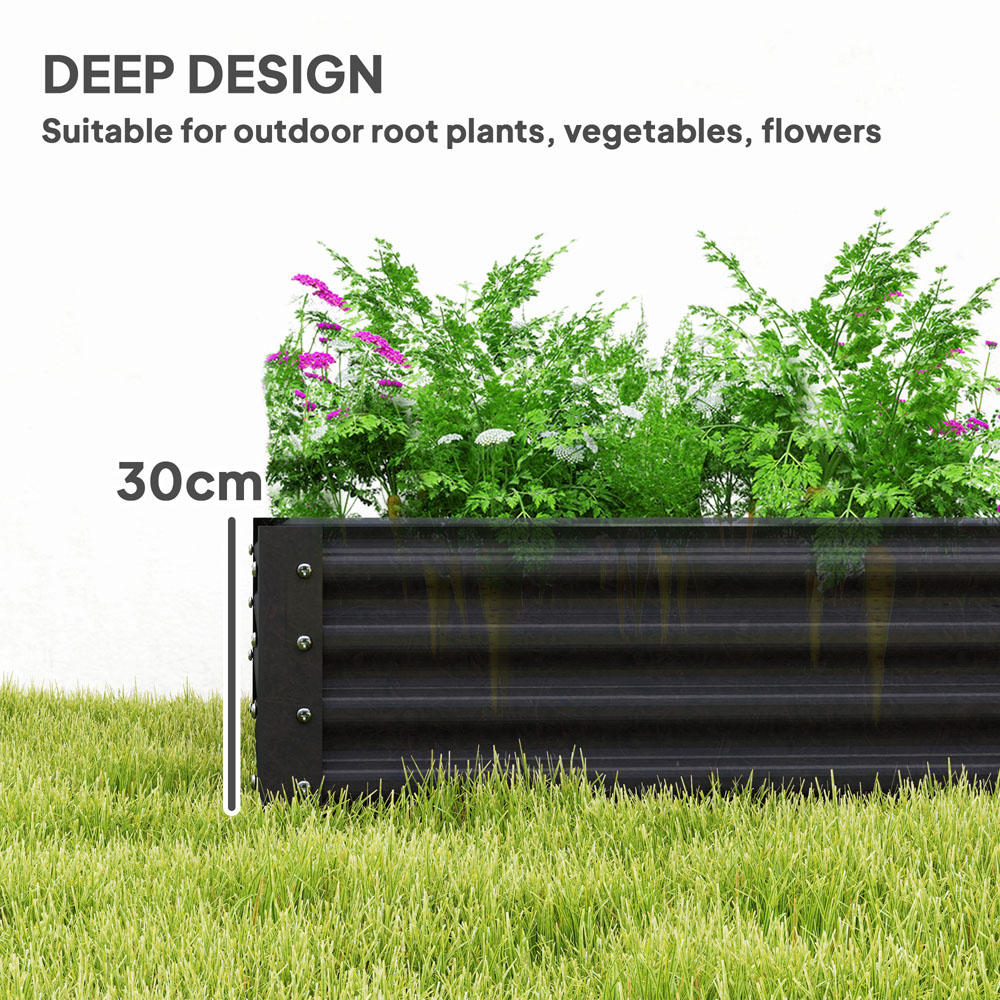 Outsunny Dark Grey Galvanised Steel Raised Garden Bed 30 x 180 x 90cm Image 8