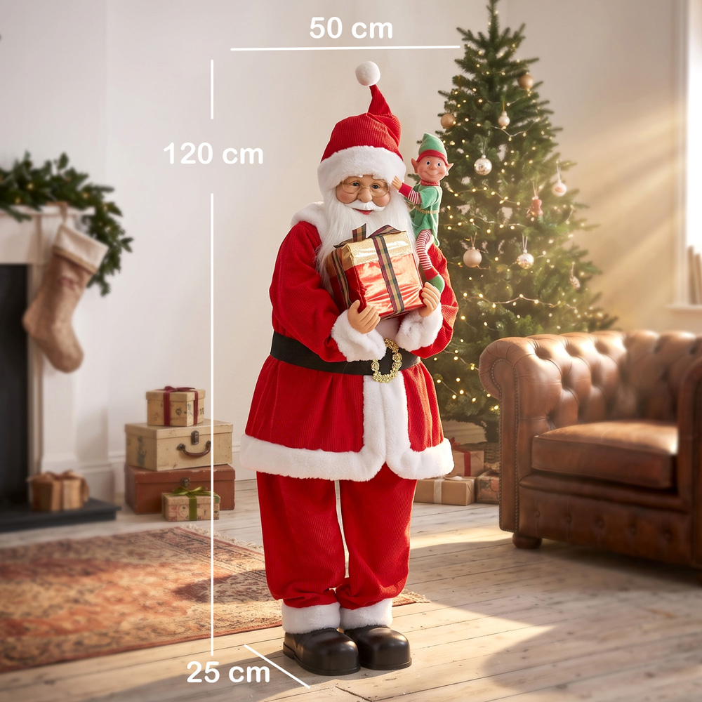 HOMCOM Singing and Dancing Santa Claus with Elf Gift Box Christmas Decoration 4ft Image 9