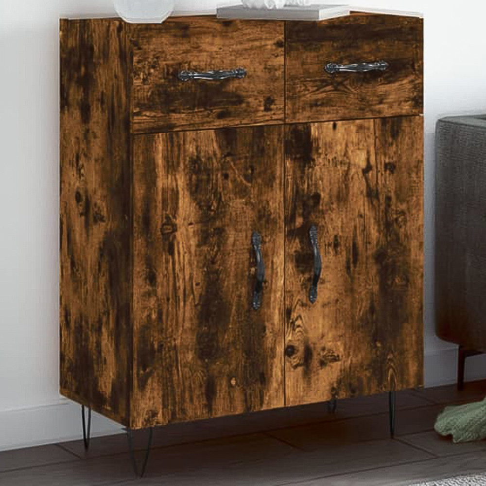 vidaXL 2 Door 2 Drawer Smoked Oak Sideboard Image 1