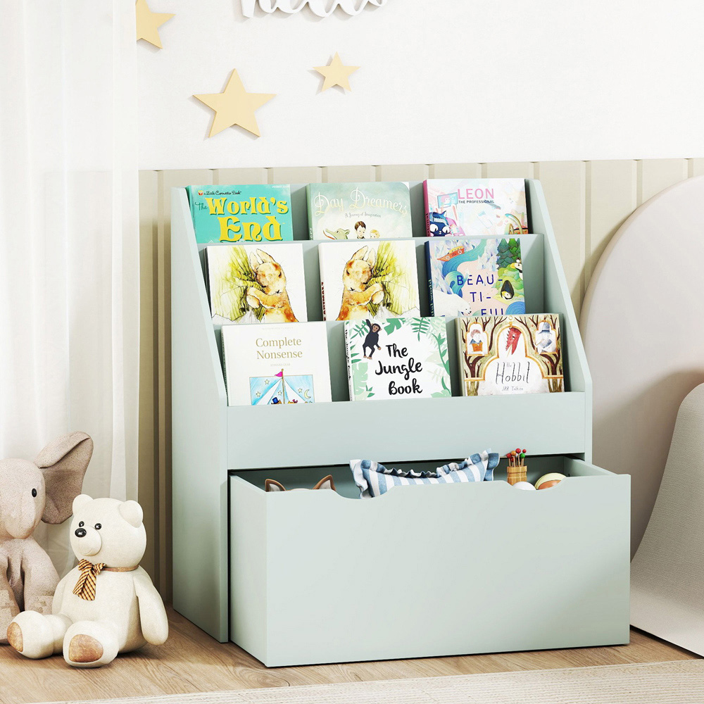 AIYAPLAY 3 Shelf Single Drawer Green Kids Bookcase Image 4
