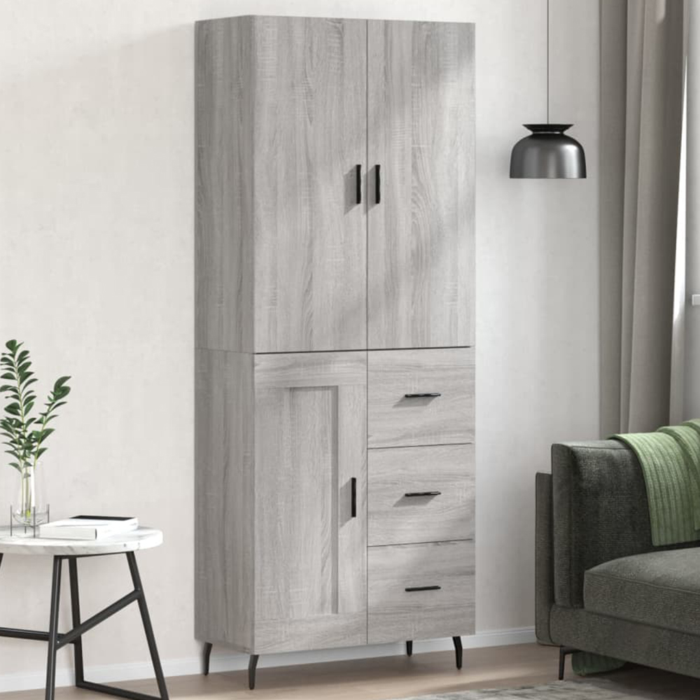vidaXL 3 Door 3 Drawer Grey Sonoma Highboard Image 1