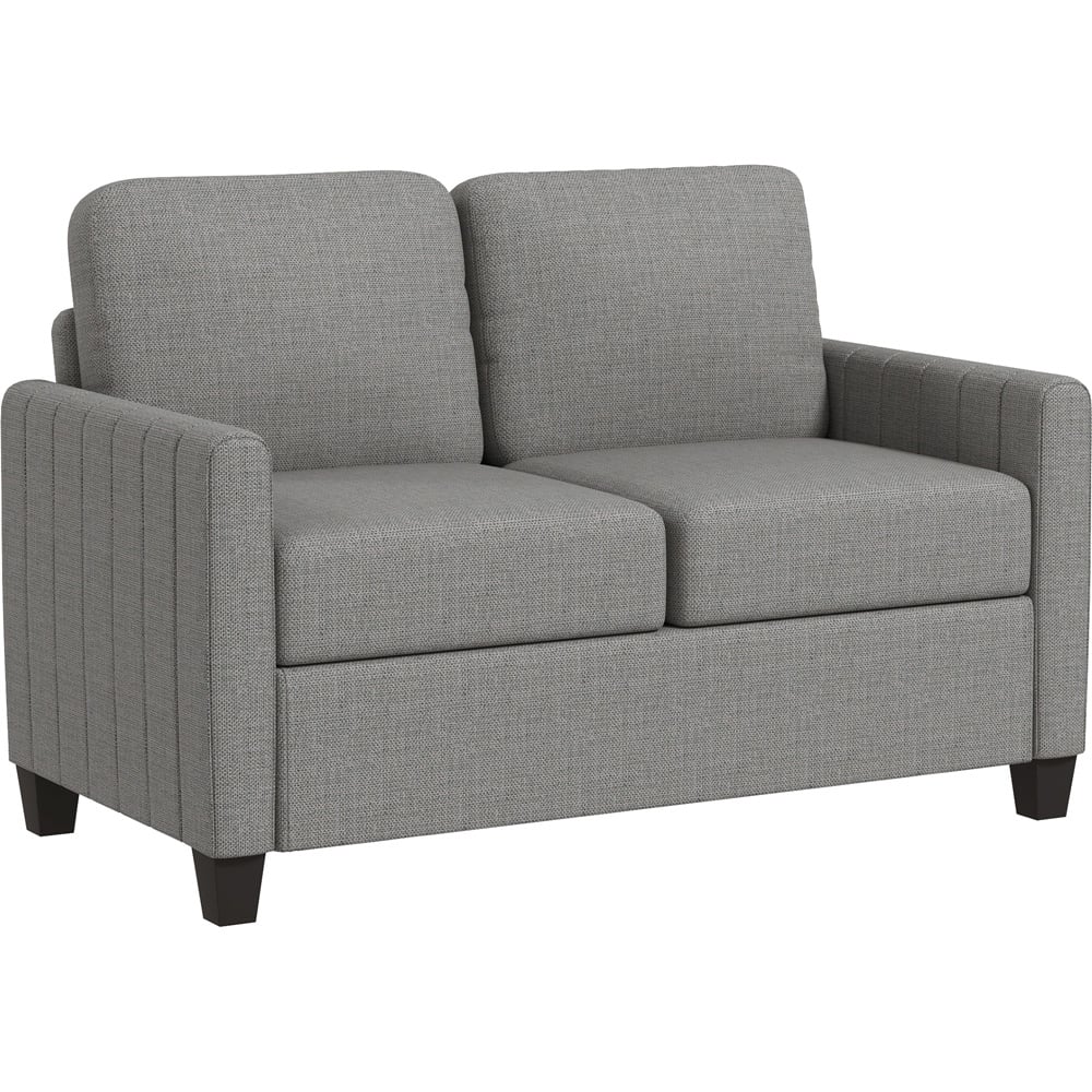 HOMCOM 2 Seater Grey Channel Tufted Fabric Sofa Image 2