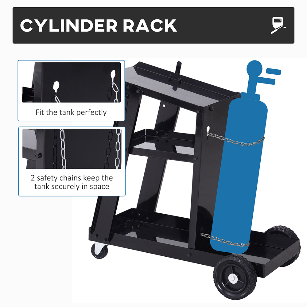 DURHAND 3 Tier Black Welding Cart Welder Trolley with Wheels 50kg Image 6