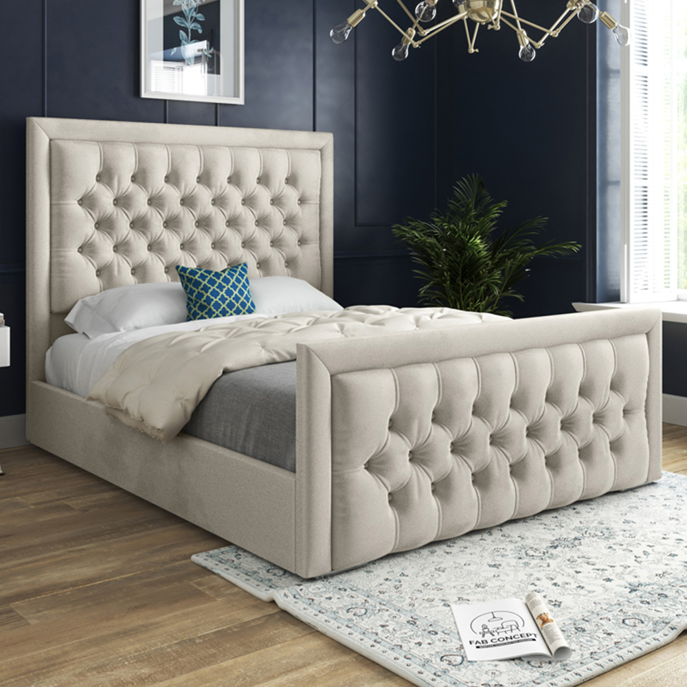 DS Living Kingston Super King Size Cream Soft Velvet Bed Frame Image 1