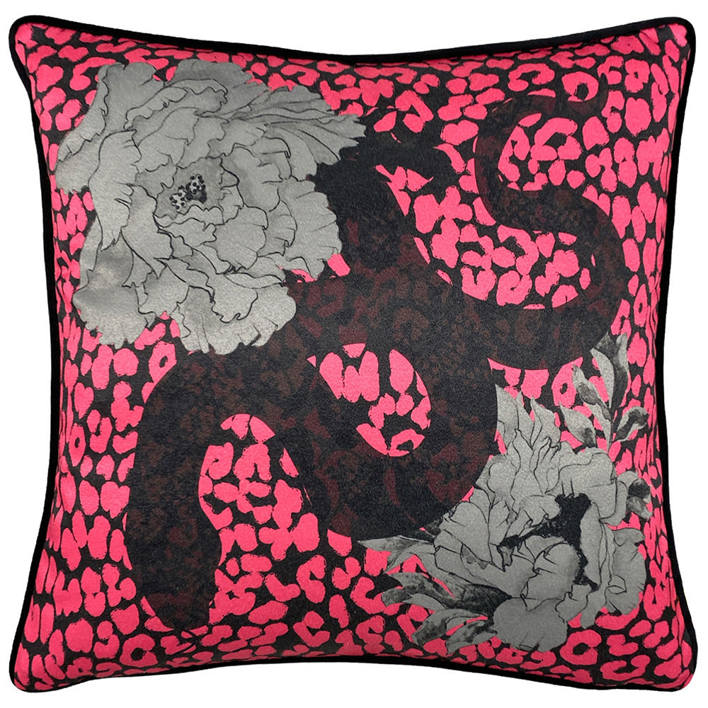 furn. Serpentine Pink and Charcoal Animal Print Cushion Image 1