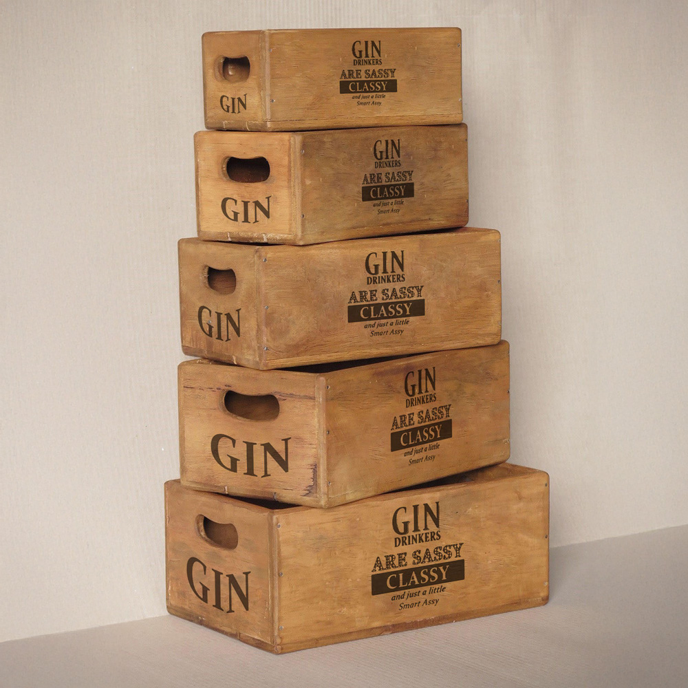 Acacia Home Gin Drinkers are Sassy Classy Waxed Box Set of 5 Image 3